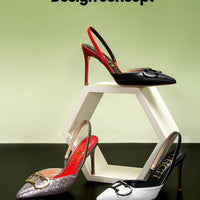 CHCH Women's High Heels 2025 Sharp tip Destiny Closed Toe Strappy Heels Sexy Wedding Bridal Party Dress Shoes 9cm