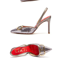 CHCH Women's High Heels 2025 Sharp tip Destiny Closed Toe Strappy Heels Sexy Wedding Bridal Party Dress Shoes 9cm