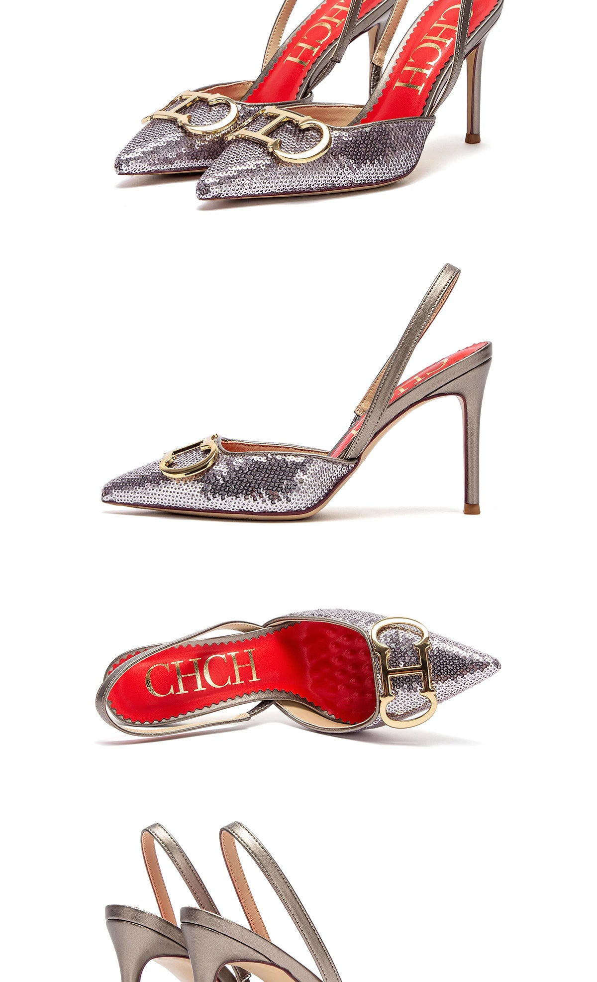 CHCH Women's High Heels 2025 Sharp tip Destiny Closed Toe Strappy Heels Sexy Wedding Bridal Party Dress Shoes 9cm